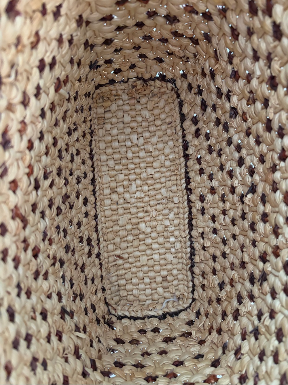 Woven Straw Tote Bag in Natural and Brown - Picture 3 of 5